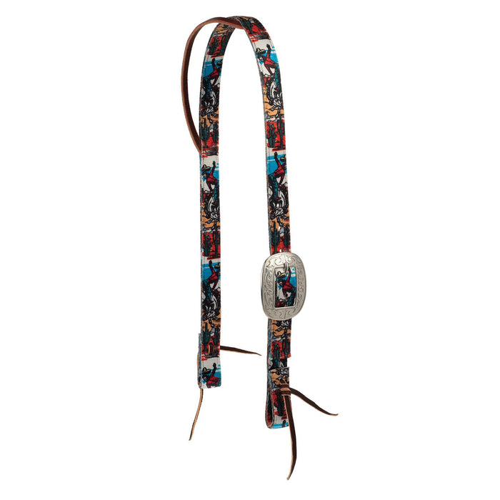 Weaver Patterned Nylon Split Ear Headstall Color Bucking Bronco