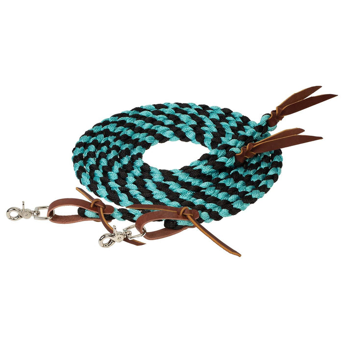 Weaver Polyester Braided Split Reins Color Mint & Black