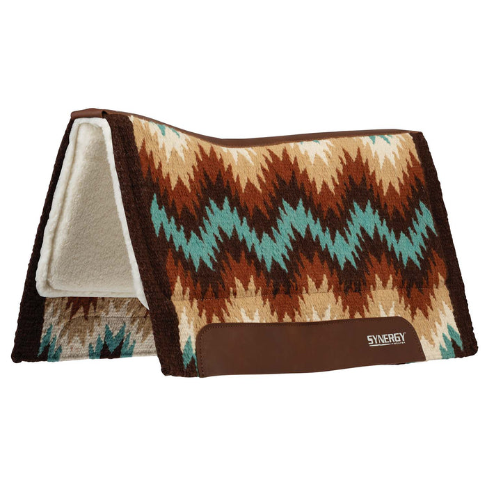 Weaver Synergy Contoured Performance Wool and Fleece Stampede Saddle Pad Color Brown & Sand