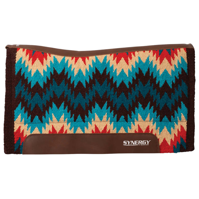 Weaver Synergy Contoured Performance Wool and Fleece Stampede Saddle Pad Color Turquoise & Red