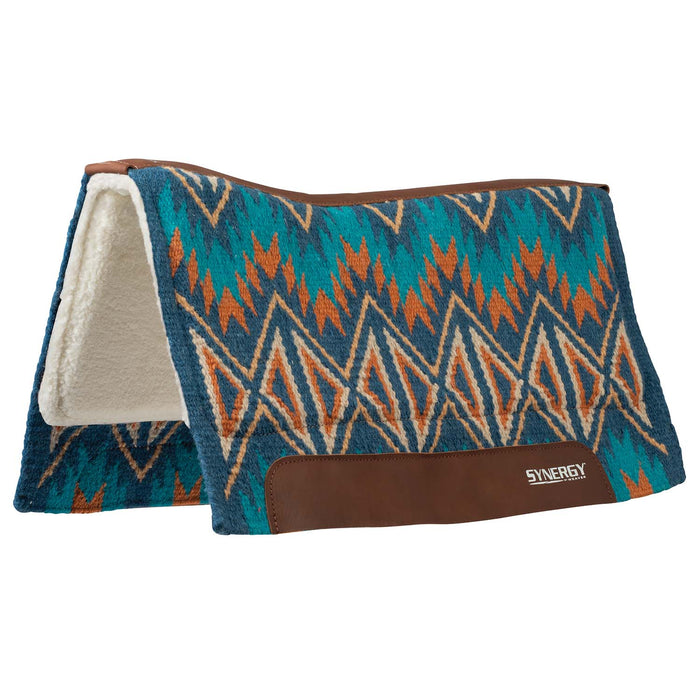 Weaver Synergy Contoured Performance Wool and Fleece Quest Saddle Pad Color Navy & Chestnut