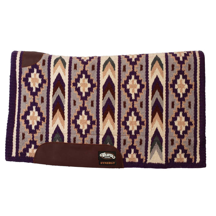 Weaver Synergy New Zealand Wool Blanket Top Saddle Pad Color Dark Purple, Silver & Cream