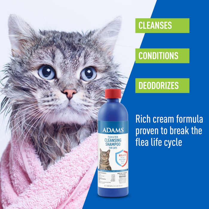 ADAMS Flea & Tick Cleansing Shampoo For Cats, 12 oz - FAAA8 - 12 oz - 1 - 3