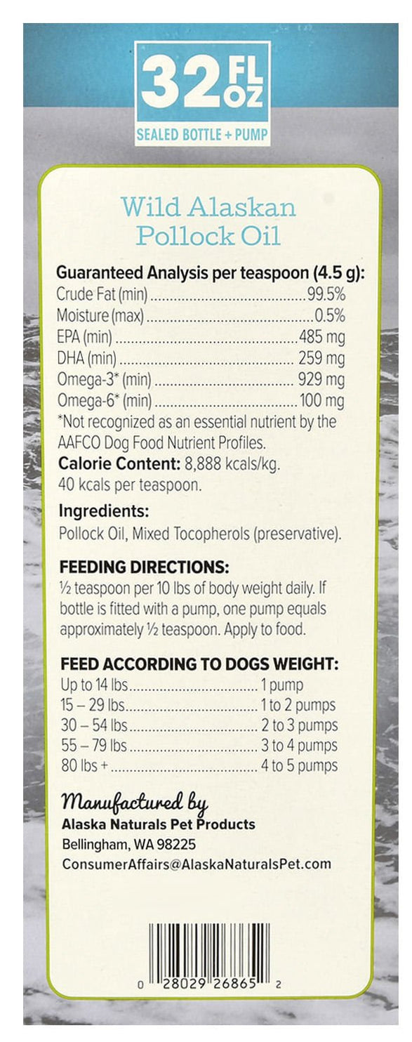 Alaska Naturals Wild Alaskan Pollock Oil for Dogs, 32 fl oz — Lambert ...