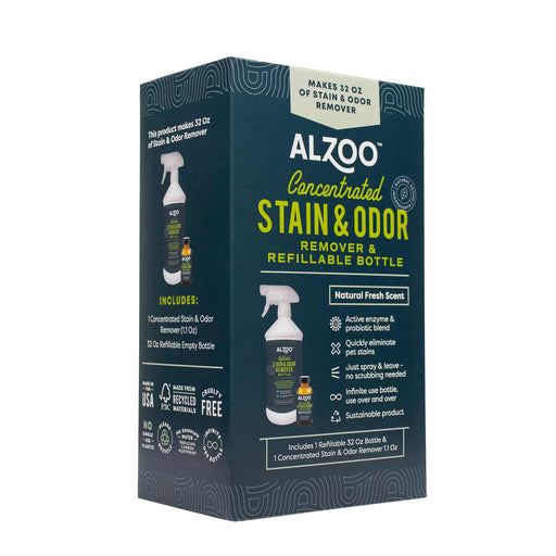 ALZOO Concentrated Enzyme - Based Pet Stain & Odor Remover Kit & Refill - 7VWW - Kit - (1) 32oz Bottle with (1) 1.1 oz Concentrate Stain & Oder Remover - 2
