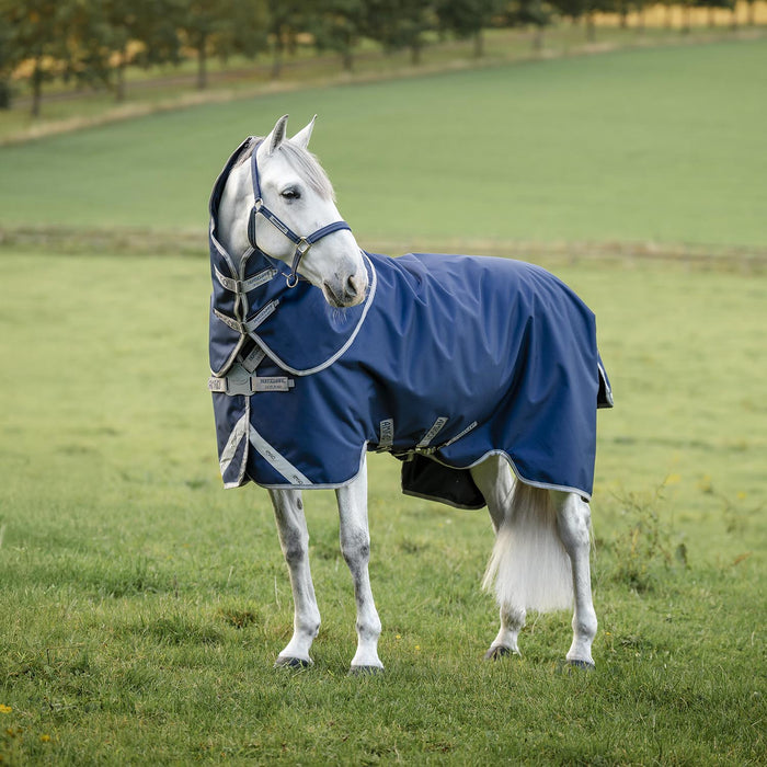 Amigo 1200D FieldSafe Plus Horse Turnout Blanket - Safety Surcingles, Reflective Strips & 250g Insulation - FOXP - Navy - 66" - 1
