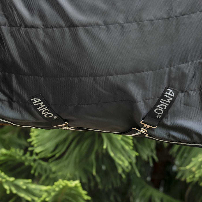 Amigo Quarter Horse Stable Blanket 210D Ripstop, 100g or 200g Fill, Stocky Build Fit - FOXBP - Black - 68" - 100 Gram - 3