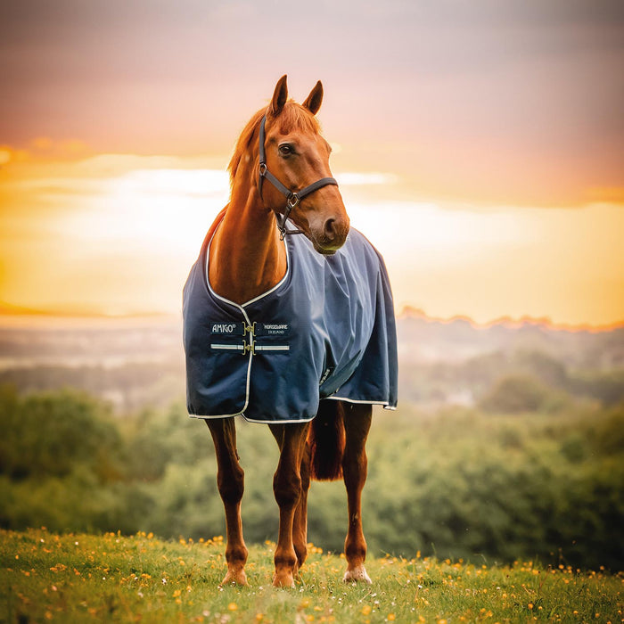 Amigo Ripstop 900D Fleece Lined Turnout Blanket - 50g Lightweight & Waterproof - FOXAG - Witney Navy - 66" - 1