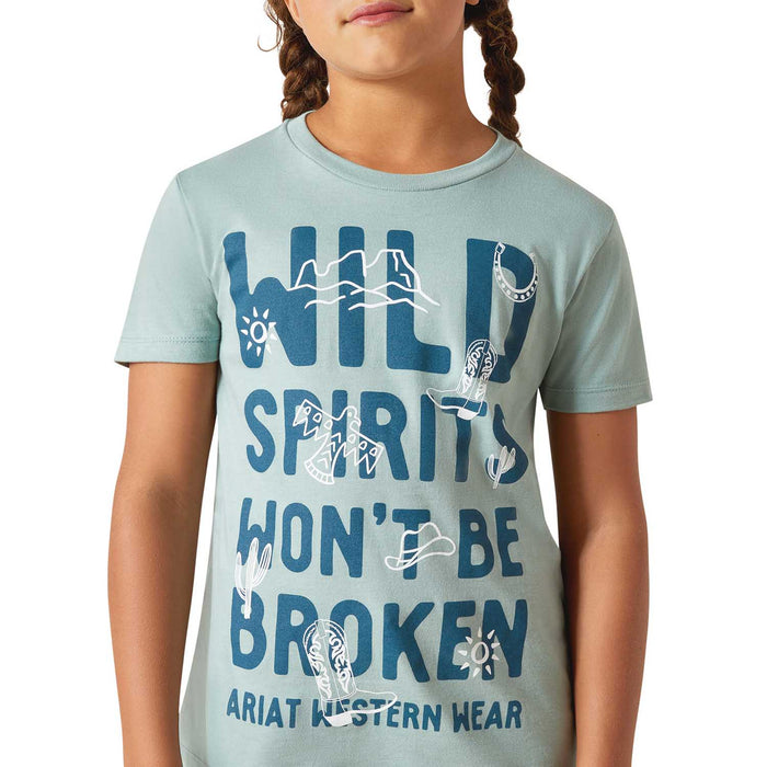 Ariat Girl Short Sleeve Tee - AI8QE - Blue Green - XSmall - Each - 4
