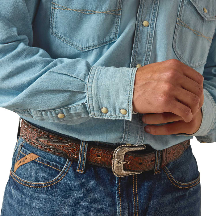 Ariat Men's Classic Cowboy Denim Shirt – Long Sleeve Western Work Shirt - AI9JA - Blue - Small - 1 ct - 4