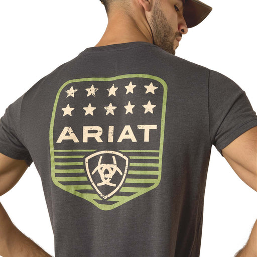 Ariat Mens Patriotic Badge Short Sleeve Shirt, 100% Cotton Unisex Top - AI9E1 - Charcoal - Small - Each - 2