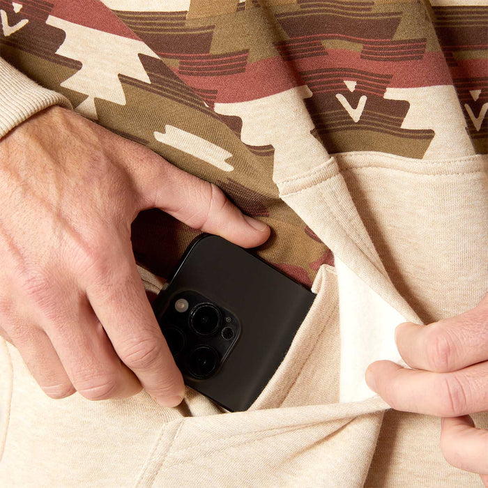 Ariat Mens Print Hoodie - AI8HG - Oatmeal Southwest - Small - Each - 13