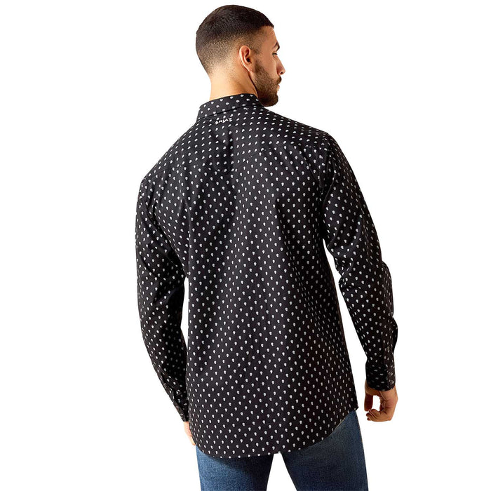 Ariat Men's Pro Series Fitted Long Sleeve Western Shirt with Snap Closure - AI9FJ - Black Paisley - Small - 1 ct - 6
