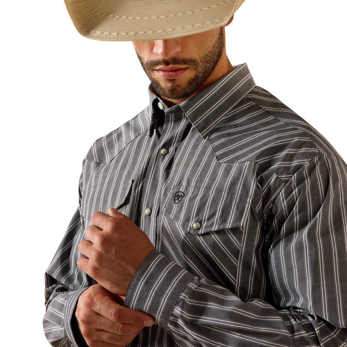 Ariat Mens Pro Series Western Classic Long Sleeve Snap Front Shirt - AI9EL - Gray Stripe - Small - 1 ct - 3