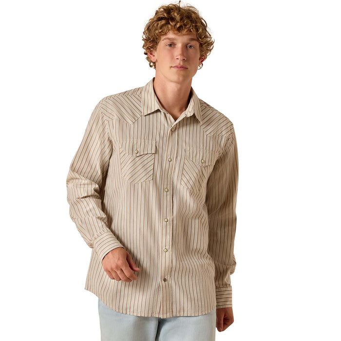 Ariat Men's Retro Long Sleeve Snap Western Shirt - AI9FV - Sandshell Stripe - Small - 1 ct - 4
