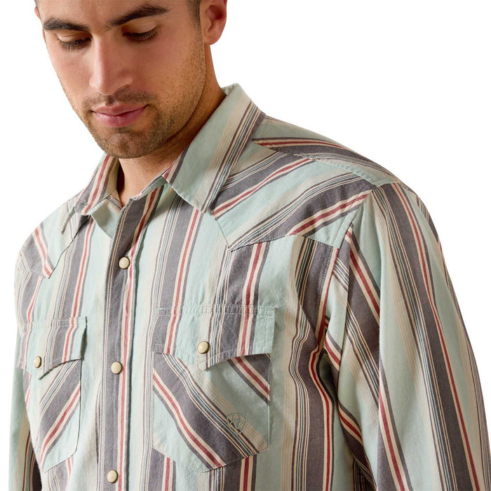 Ariat Men's Retro Long Sleeve Snap Western Shirt - AI9G1 - Aquifer Plaid - Small - 1 ct - 9