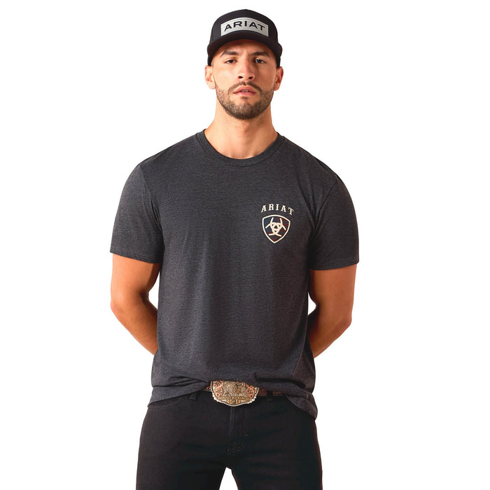 Ariat Mens Short Sleeve Shirt, American Bison Western Tee - AI9BF - Charcoal Heather - Small - Each - 3