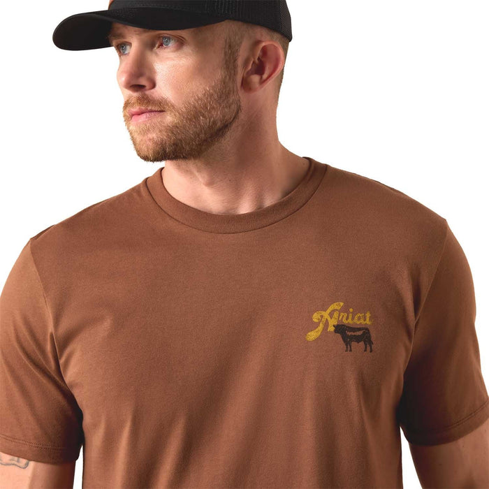 Ariat Mens Short Sleeve Shirt, BBQ Smoke Western Graphic Tee - AI9BM - Brown - Small - Each - 4