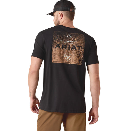 Ariat Mens Short Sleeve Shirt, Leather Patch Western Tee - AI9C6 - Black - Small - Each - 1