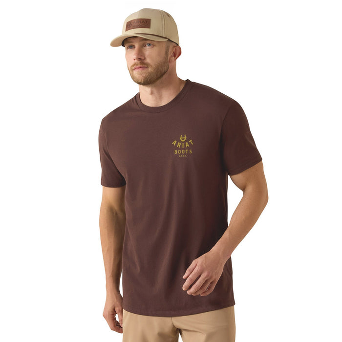 Ariat Mens Short Sleeve Shirt, Ropes & Boots Western Graphic Tee - AI9E7 - Brown - Small - Each - 3