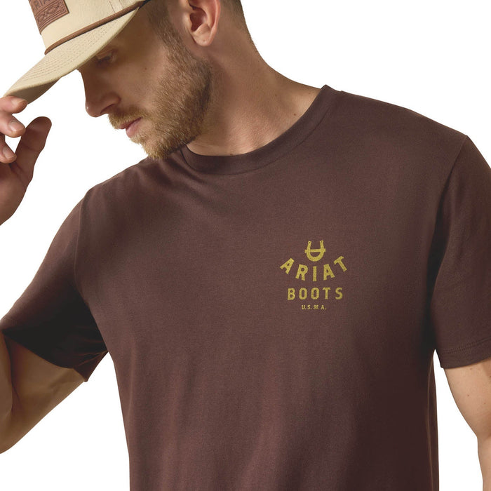 Ariat Mens Short Sleeve Shirt, Ropes & Boots Western Graphic Tee - AI9E7 - Brown - Small - Each - 4
