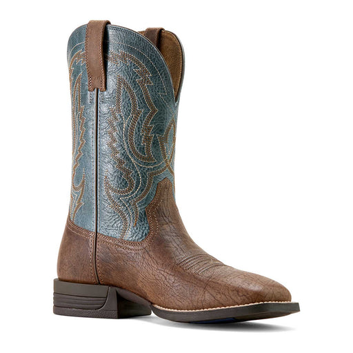 Ariat Mens Steadfast Wide Square Toe Leather Cowboy Boot – Comfortable All - Day Western Work Boot - AIBK7 - Brown with Baby Blue - 8 D - 2