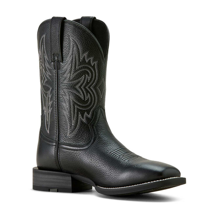 Ariat Mens Western Big Rig Wide Square Toe Cowboy Boot – Comfortable Durable Leather Work Boot - AIBLX - Black - 10 EE - 10