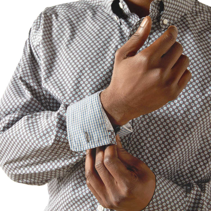 Ariat Mens Wrinkle Free Solid Classic Fit Long Sleeve Shirt - AI8GK - Dark Grey - Small - Each - 7