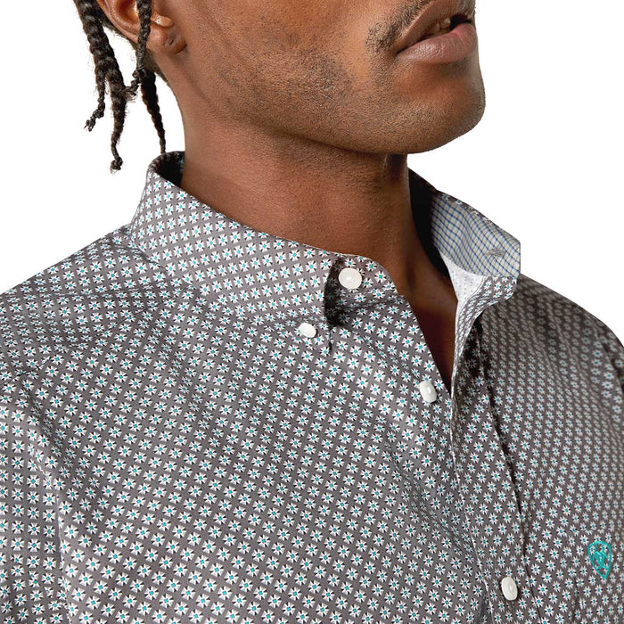 Ariat Mens Wrinkle Free Solid Classic Fit Long Sleeve Shirt - AI8GK - Dark Grey - Small - Each - 8