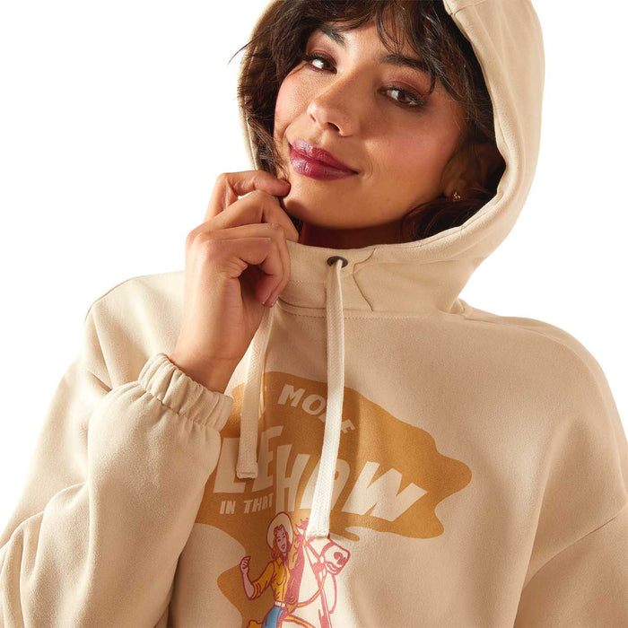 Ariat Womens Essential Sendero "Yeehaw" Oversized Graphic Hoodie – Casual Texas - Inspired Pullover - AIBJ9 - Oyster Grey - Small - 4