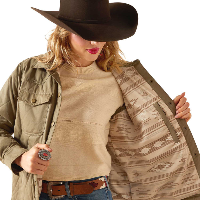 Ariat Womens Grizzly Quilted Barn Jacket – Warm Wind - Resistant Fleece - Lined Workwear Jacket - AIBBH - Green - Small - Each - 4