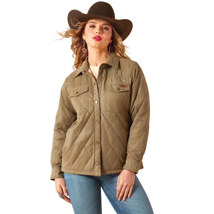 Ariat Womens Grizzly Quilted Barn Jacket – Warm Wind - Resistant Fleece - Lined Workwear Jacket - AIBBH - Green - Small - Each - 1