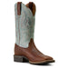 Ariat Womens Hybrid Ranchwork Wide Square Toe Leather Western Work Boot - AIBJV - Peanut/Worn Denim with Brown - 6 - 2