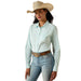 Ariat Women's Kirby Long Sleeve Collared Button - Down Shirt – Rider - Tested Stretch Poplin Equestrian Top - AIBNY - Mint Stripe - XSmall - 4