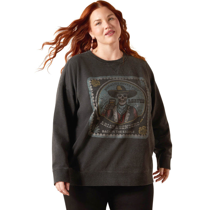 Ariat Womens Oversized Sendero "When Life Gives You Agaves" Graphic Sweatshirt – Limited Edition - AIBH3 - Black - Small - 1