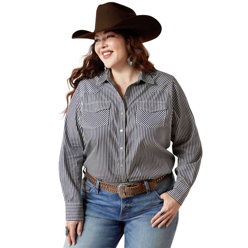Ariat Women's Railroad Stripe Long Sleeve Shirt - AI578 - Indigo Stripe - Small - 1