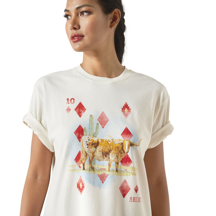 Ariat Women's Ranch Graphic T-Shirts - AI8BY - Aces - Cream - Small - Each - 2