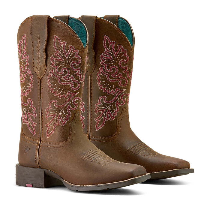 Ariat Women's Round Up Wide Square Toe StretchFit Boots - AI6BM - Sassy Brown - 7 - Pair - 1
