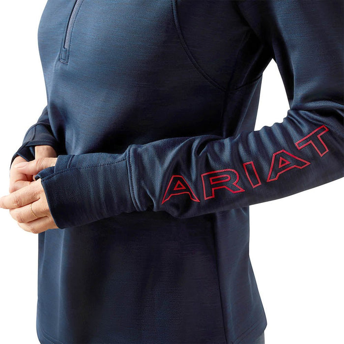 Ariat Womens Team EQ 1/4 Zip Pullover – Lightweight Fleece Riding Pullover - AIBGH - Navy - XSmall - Each - 4