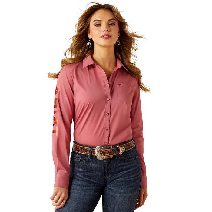 Ariat Women’s Team Kirby Wrinkle - Resistant Stretch Western Performance Shirt - AI8AH - Mauvewood - Small - 15