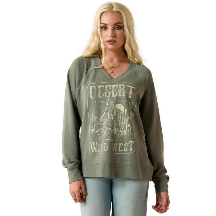 Ariat Women's Western Victoria Oversized Sweatshirt – Cozy French Terry Pullover - AIBMY - Wild West - XSmall - 1
