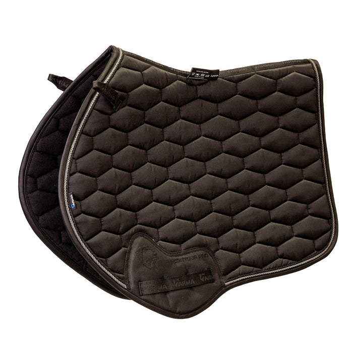 Arma Satin Jump Saddle Pad for Horses – English Riding, Contoured Spine, Satin Finish - SEP29Y - Black - 1