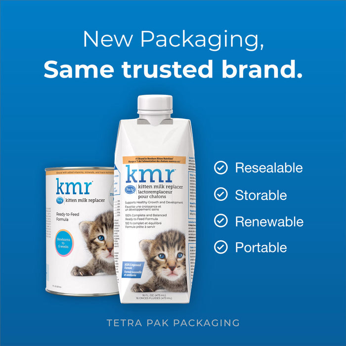 PetAg KMR Kitten Milk Replacer Liquid Supplement Ready-to-Feed Formula with Vitamins 16 fl-oz Size 16 oz