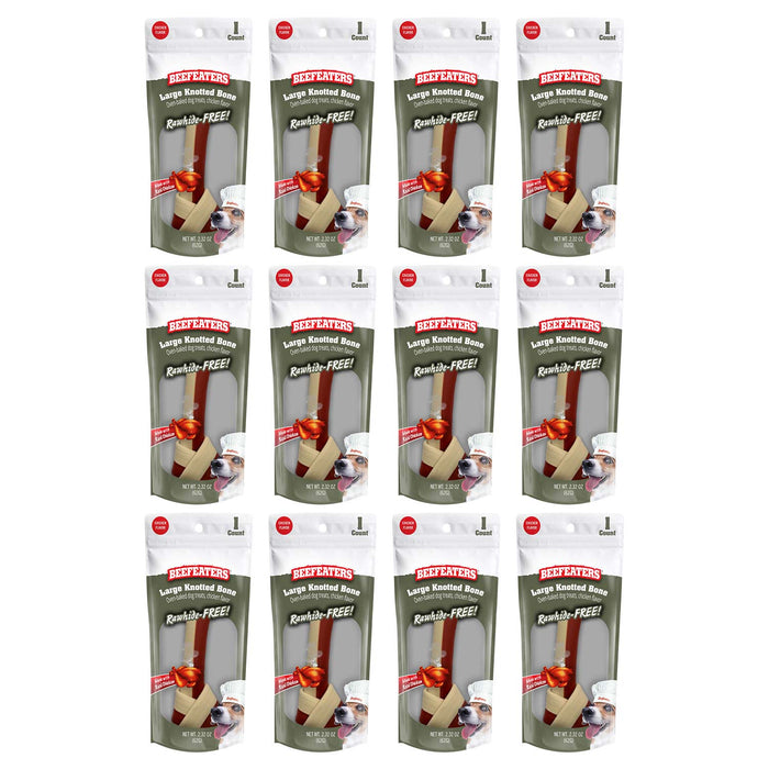Beefeaters Rawhide Free Knotted Dog Bone - 031BE-02514-12 - Chicken - Large, 1ct, Case of 12 - 11