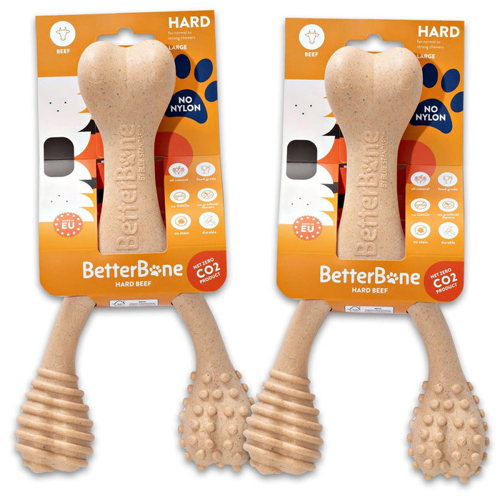 BetterBone Hard Density Dog Chew Toy for Aggressive Chewers, Beef - BS2E-2 - Hard - 2 ct - Large - 7