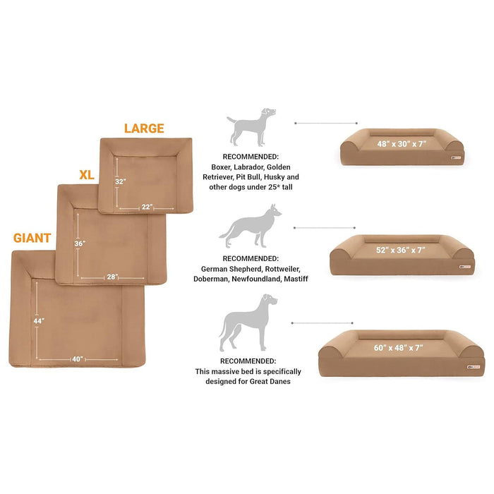 Big Barker 7" Thick Orthopedic Sofa Dog Bed for Large & Giant Breed Dogs – Vet Recommended, Joint Support, Durable Foam - Jeffers - Dog Supplies > Dog Beds
