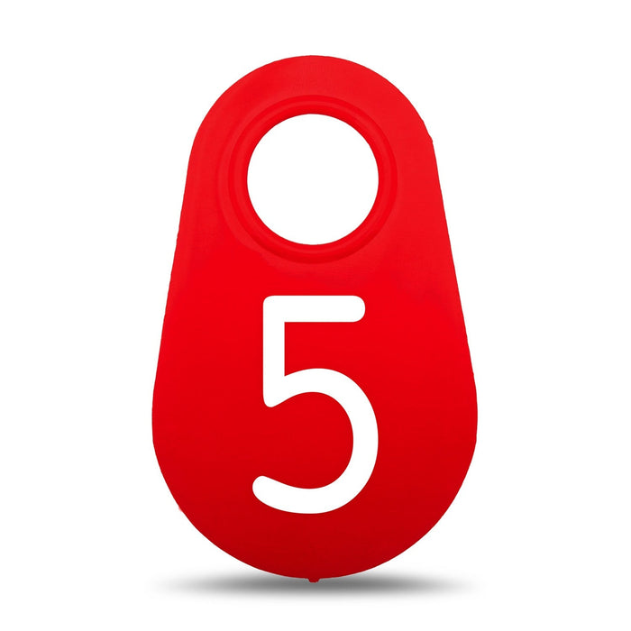 Bock's Red Nylon Numbered Identification Tags, 1 - 100, Single Tag - DATB - 5 - Red - 8