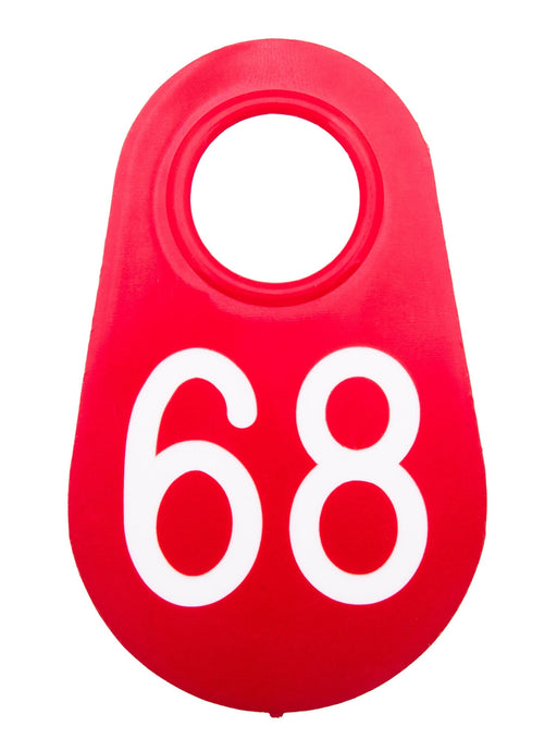 Bock's Red Nylon Numbered Identification Tags, 1 - 100, Single Tag - DAWL - 68 - Red - 2