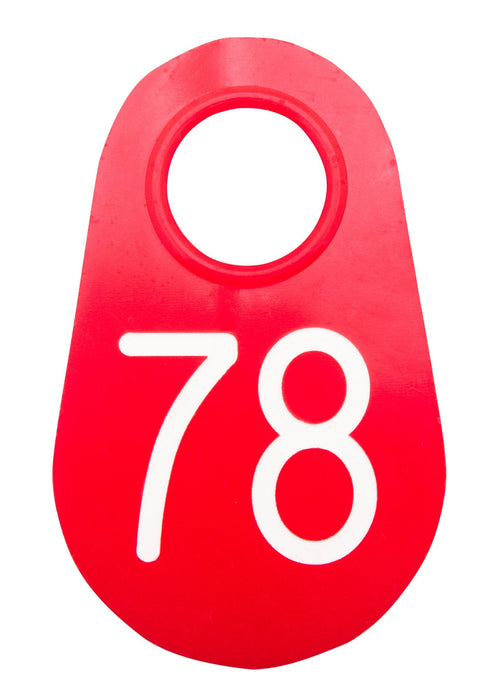 Bock's Red Nylon Numbered Identification Tags, 1 - 100, Single Tag - DAWL - 68 - Red - 3