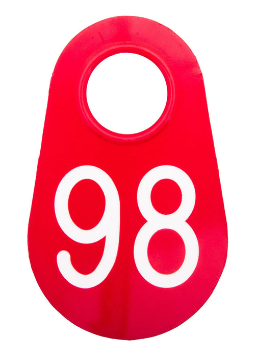 Bock's Red Nylon Numbered Identification Tags, 1 - 100, Single Tag - DAXM - 98 - Red - 7